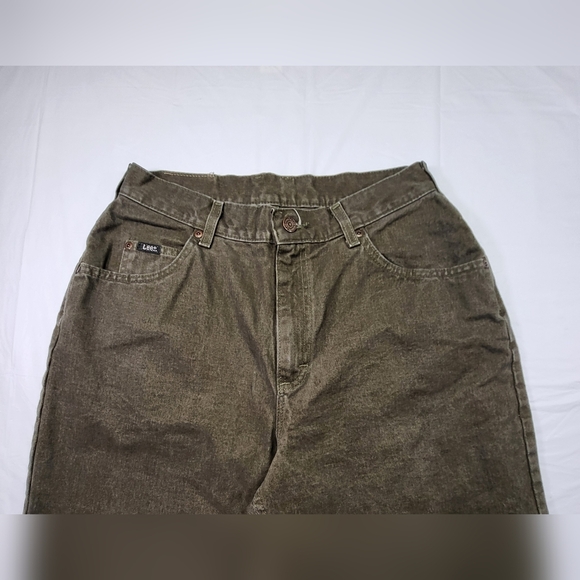 LEE Jeans Green Denim Women's Size 12M Vintage Riveted Straight Leg Mom Jeans - Picture 2 of 5